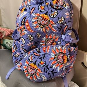 Vera Bradley Purple Floral Backpack w/ Makeup Bag